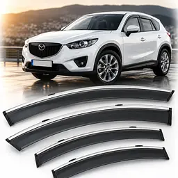 Дефлектори вікон вітровики Benke для Mazda CX-5 (KE) 2012-2017 Молдинг З Нержавіючої Сталі 3D (BMDC51723-W/S)