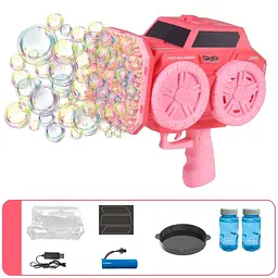 Пістолет з мильними бульбашками SHT KB1294 Car на 139 отворів + 2xbottle 60ml Pink - мініатюра 2