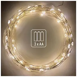 Гірлянда ColorWay Струна LED 100 10 м теплий колір 3 AA Battery (CW-G-100L10NB) - мініатюра 4