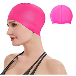 Шапочка для плавання Silicone Swim Cap, силіконова, рожевого кольору, 22×19.5 см