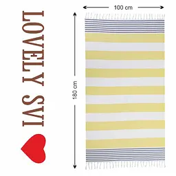 Рушник пештемаль Lovely Svi бавовняний, пляжний, хамам, spa - XХL 100x180 см Yellow/Blue Stripes (8032025) - мініатюра 4