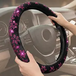 Чохол керма фланель Elegant LADY М 37-39 см Квіти з рожевими стразами (EL 115 231)