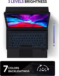 Чохол Doohoeek з клавіатурою для iPad Air 13 дюймів 2025 (M3)/2024(M2), iPad Pro 12.9 6-го/5/4-го/3-го покоління, Bluetooth - мініатюра 4