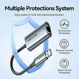 Перехідник USB 3.1 Type-C --> Ethernet RJ45 1000Mb +USB-A adapter сірий Aluminum Alloy Type Vention - мініатюра 5