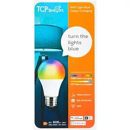 Світлодіодна лампа TCP Smart Wi-Fi класична E27 колір регулюється білий і зміна кольору затемнюється