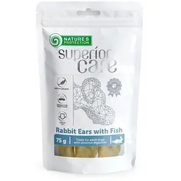 Ласощі для собак уши кролика з рибою Nature's Protection Superior Care Rabbit Ears With Fish 75 г