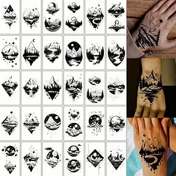 Набір дитячих тимчасових тату Чорні міні №3 black-tattoo-mini-set-3-3, 30 штук по 9,5*5,5 см