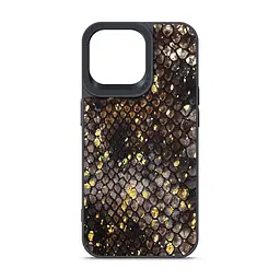 Кожаный чехол для Apple iPhone 15 Pro Max, Harder Nagas, черный, термополиуретан ТПУ + экокожа с имитацией кожи Наги, панель, защита корпуса, противоударный, микрофибра, рамка вокруг камеры, защита всего корпуса, (ARM76742)
