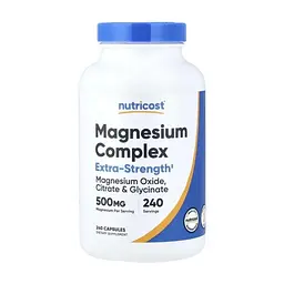 Вітамінно-мінеральний комплекс Nutricost Магнієвий комплекс, 500 мг, Magnesium Complex, 240 капсул (NCS67277)