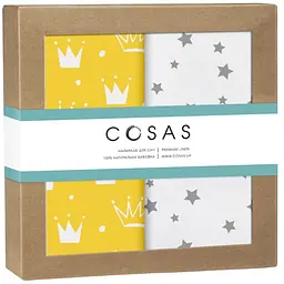 Пелюшки дитячі багаторазові Cosas Y&G Crown 2 шт 80х100 см (Бязь_КороныЖелт_ЗвездопадСБ)