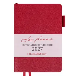 Діловий блокнот Leo Planner м'який А5 датований 2027 Binario 252728 368 аркушів бордовий
