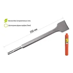 Зубило по бетону плоске Alloid SDS-plus 14x250х40 мм (С-1425040) - мініатюра 3