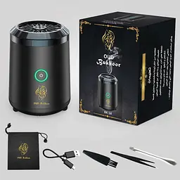 Аромадифузор електричний від USB, курильниця чорна OUD Bukhoor BK-18 - мініатюра 7