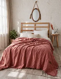 Покривало-плед Cotton TURComFor coral євро 240х260 см муслін TC303375993 - мініатюра 2