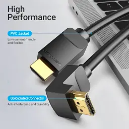 Кабель мультимедійний HDMI M to HDMI M 3.0m 4K60Hz 90° corner black Vention (AAQBI) - мініатюра 8