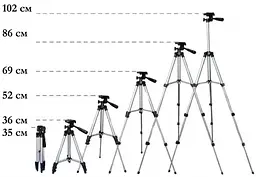 Штатив TRIPOD 3110 для Телефону Камери Фотоапарата з Bluetooth Кнопкою 102см - мініатюра 7