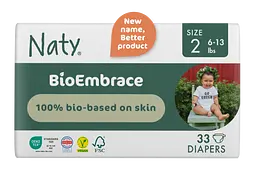 Одноразові дитячі підгузки BioEmbrace Розмір 2, 3-6 кг. 33шт. в уп. NATY