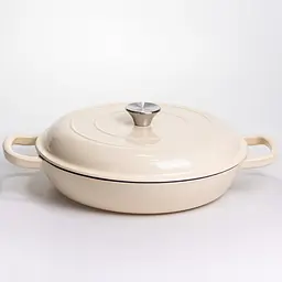 Сотейник-жаровня чавунний з емальованим покриттям 3 л, бежевий Yongkang HP-FLG-15 WHITE