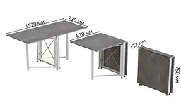 Стіл-книга трансформер Оріон 2 Ferrum-decor 750x1520x730 Білий метал ДСП Бетон 16 мм (FRD-104596) - мініатюра 3