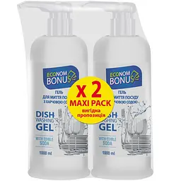 Гель для миття посуду Bonus Econom з харчовою содою 2 л (2 пляшки по 1 л)
