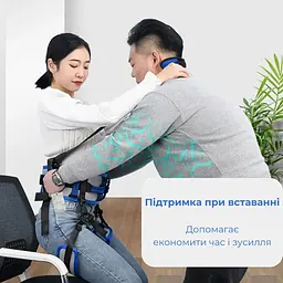 Пояс для перенесення пацієнтів Supretto, розмір L, з ручками та ніжними ременями, до 120 см, синій - мініатюра 6