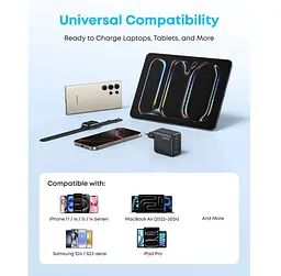 Зарядний пристрій Anker A121-CG11 GAN Charger 70 W, 3xUSB-C, 1xUSB-A, Black - мініатюра 6