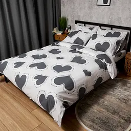 Комплект постільної білизни Moon&Star Бязь Gold Люкс Grey Love Полуторний Євро 160х220наволочки 2х40х60