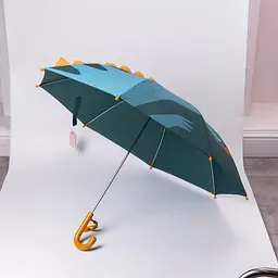 Дитяча парасоля-тростина механічна з 3D-хвостом складна 89 см, зелений Yiwu HP-23-12GR - мініатюра 2