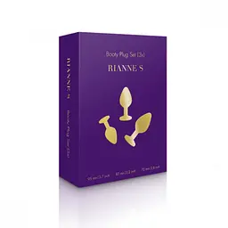 Rianne S: Booty Plug Set набір анальних пробок з кристалом, діаметр 2,7см, 3,5см, 4,1см, чорний - мініатюра 6