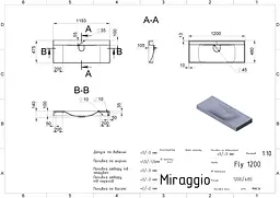 Умивальник Miraggio FLY 1200 (0000669) Miramarble, Глянцевий, Підвісний/Врізний, Білий - мініатюра 2