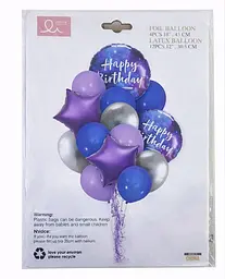 Набір надувних фольгованих кульок Happy Birthday декоративні для свят 12 шт Фіолетові - мініатюра 2