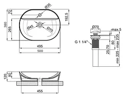 Комплект Qtap Scorpio: Раковина накладна овальна 500x380x120 мм White + Донний клапан PU02 (QT14112202WN47313) - мініатюра 7