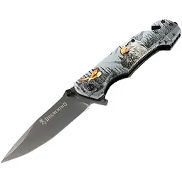 Ніж складний Browning-FA18 Hawk, ручка сталь з малюнком, довжина 230 мм, 300 гр, Box