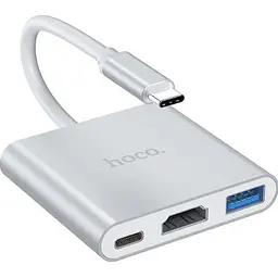 Концентратор HOCO USB-C to USB3.0+HDMI+PD HB14 Silver (6931474725790) - мініатюра 4