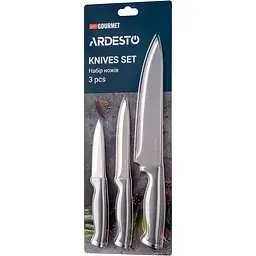 Набір ножів Ardesto Gemini Gourmet, 3 предмети, сірий (AR2103GR) - мініатюра 2