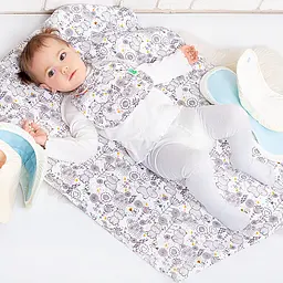 Пелюшка непромокальна Еко Пупс Eco Cotton Бегемотики-пташки двостороння 50х70 см біло-сіра - мініатюра 6