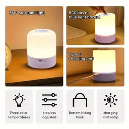 Led нічник лампа / Настільна USB лампа-нічник 360°/ Сенсорна / Акумуляторна / Декоративна / Purple - мініатюра 4