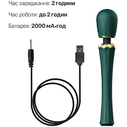Вібромасажер із насадками Zalo Kyro Wand Turquoise Green - мініатюра 6