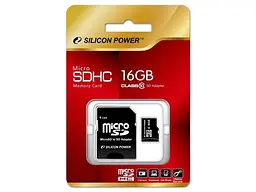 Карта пам'яті Silicon Power microSDHC Class 10 + SD adapter 16 GB (SP016GBSTH010V10-SP) - мініатюра 3