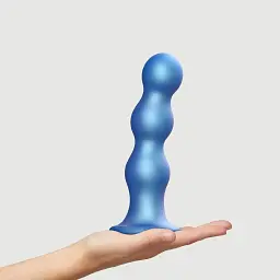 Насадка для страпону Strap-On-Me Dildo Plug Balls Blue Metallic XXL - мініатюра 5