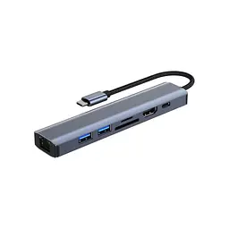 Концентратор Dynamode 7-in-1 USB-C to HDTV 4K/30Hz, 2хUSB3.0, RJ45, USB-C PD 100W, SD/MicroSD (BYL-2303)