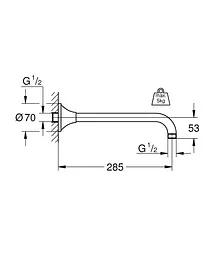 Душовий кронштейн 285 мм Grohe Rainshower Grandera 27986000 Хром - мініатюра 3