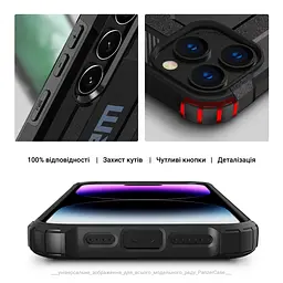 Чехол для Apple iPhone 15 Pro Max, Panzer, черный, противоударный, бронированный, милитари, панель-накладка, защита всего корпуса, защита дисплея и камеры, термополиуретан (TPU) + поликарбонат (PC), ArmorStandart (ARM73741) - мініатюра 5