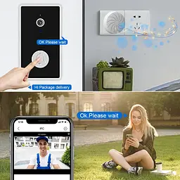 Відеодомофон Wifi на батарейках ААА з окремим бездротовим USB дзвінком Nectronix YE-B-01 (100840) - мініатюра 3