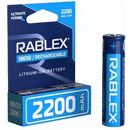 Літій-іонний акумулятор Rablex 18650 2200 mAh 3.7 V (Li-ion) Original із захистом синій - мініатюра 2
