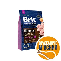 Сухий корм Brit Premium Dog Junior S Брит для цуценят дрібних порід, з куркою, 3 кг (170807/526260)