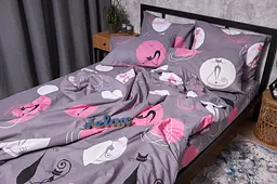 Комплект постільної білизни Moon&Star Бязь Gold Люкс Mauve Cats King Size 220x240 наволочки 2х70х70 - мініатюра 5