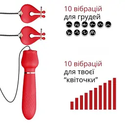 Вібратор 2 в 1 I'MCUM RoseTouch для сосків і вагінальний Червоний (IM-ZDB296) - мініатюра 8