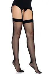 Панчохи-сітка зі швом ззаду Leg Avenue Butterfly back seam thigh highs One size Black - мініатюра 3