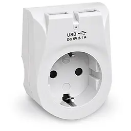 Сітчастий зарядний пристрій з розеткою REAL-EL CS-25 (2USB, 2.1A) Білий - мініатюра 2